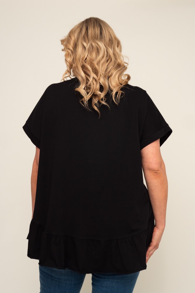 Black Blouse with Frill BEYBIN