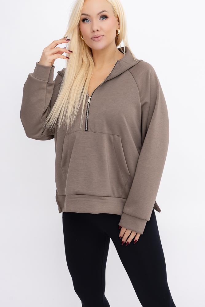 Kawowa Bluza z kapturem