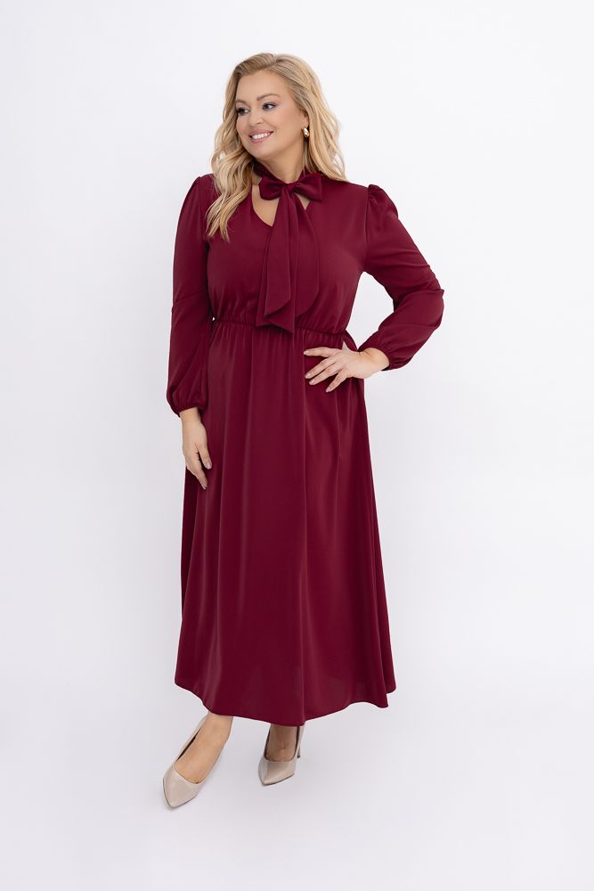 Bordowa Sukienka satynowa