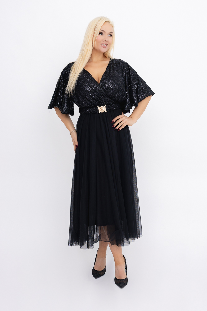 Czarna Sukienka z cekinami