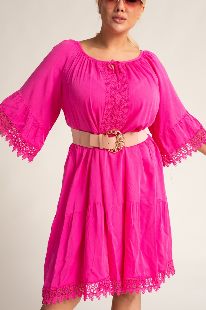 Pink Embroidered Dress by MEGIO