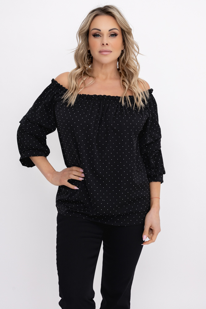 Blusa granate con mangas de volantes Estampado 1