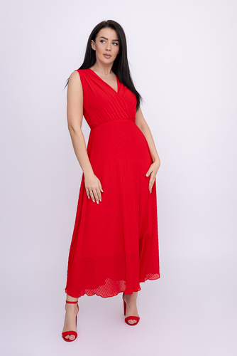  Czerwona plisowana Sukienka szyfonowa GUSTEN