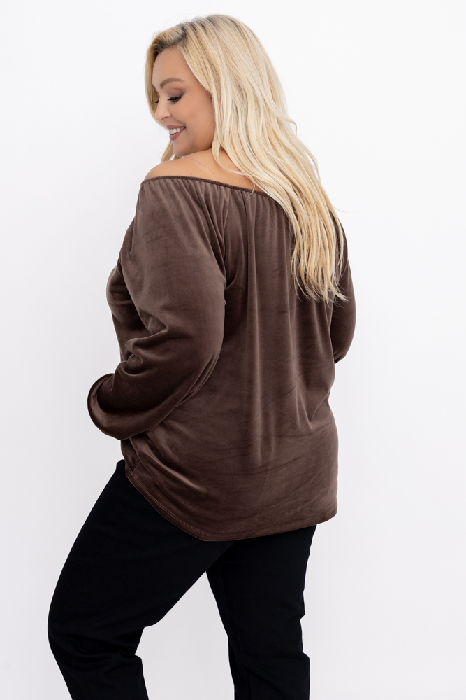 Blouse en velours chocolat