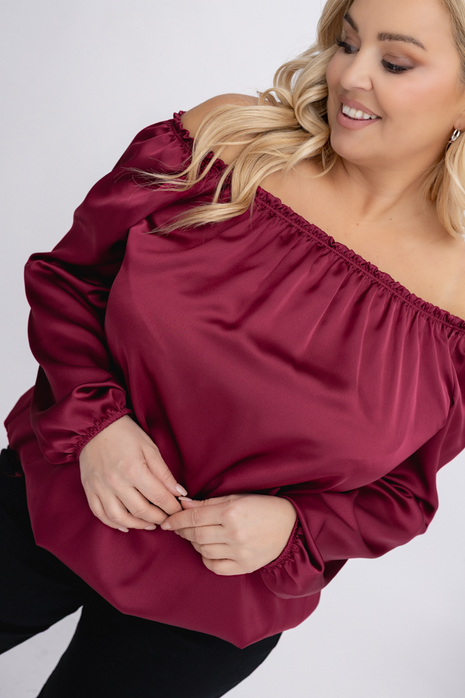 Bordowa satynowa Bluzka