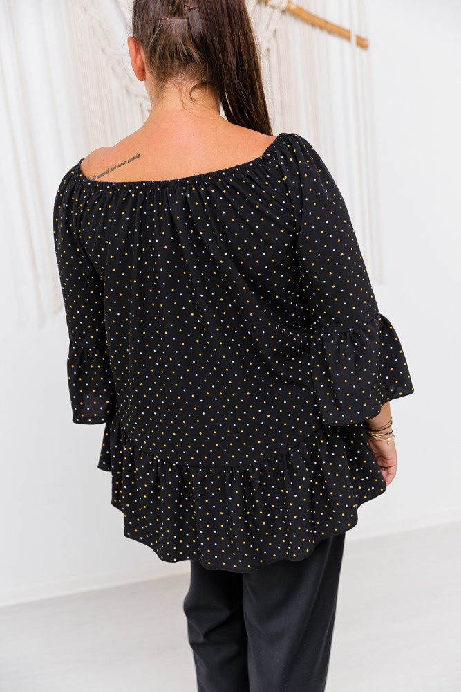 Black Blouse LOREZIA Pattern 1 Plus Size