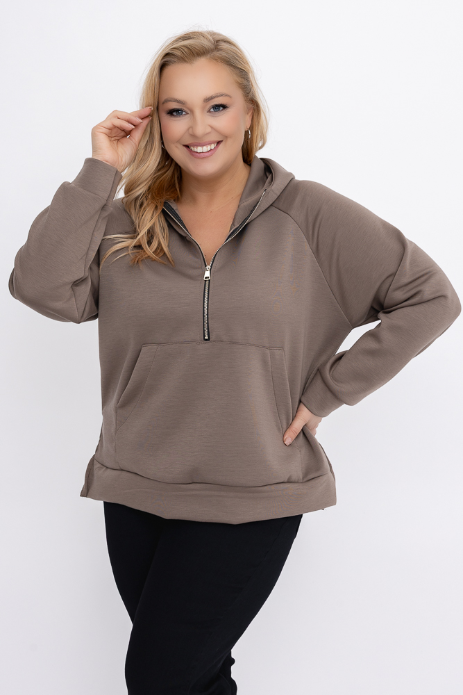 Kawowa Bluza z kapturem