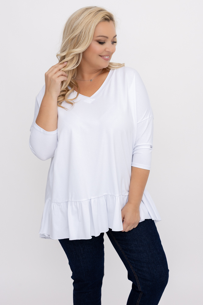 Hvit bluse med volang