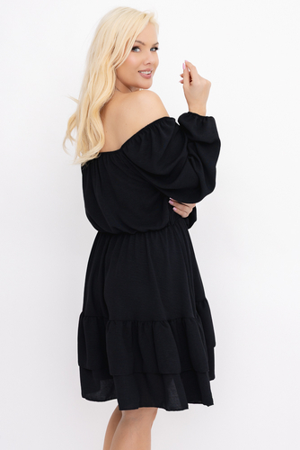 Czarna Sukienka z falbanami