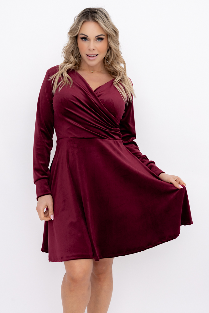 Bordowa Sukienka welurowa