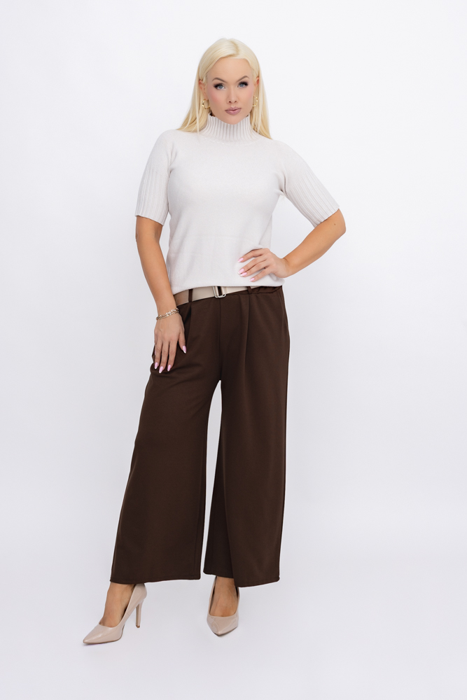  Czekoladowe Spodnie z paskiem