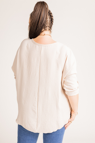 Beige Blouse with Pendant