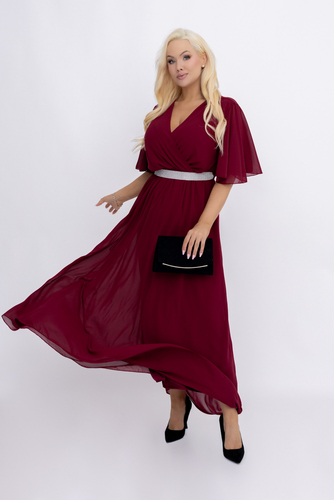 Chabrowa Sukienka szyfonowa z paskiem EGELI