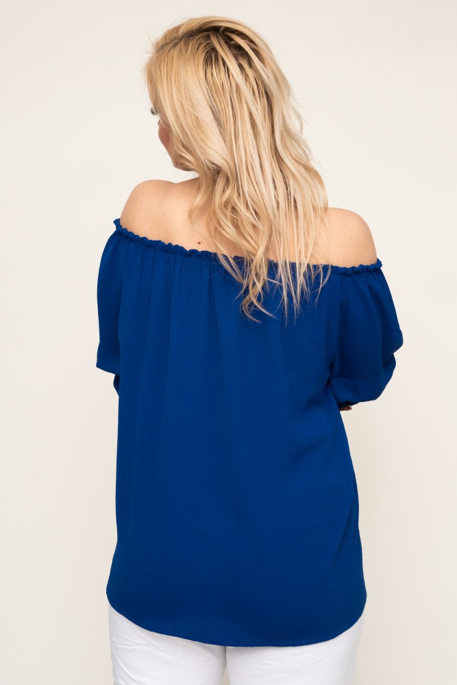 Blouse à manches volantées en bleuet