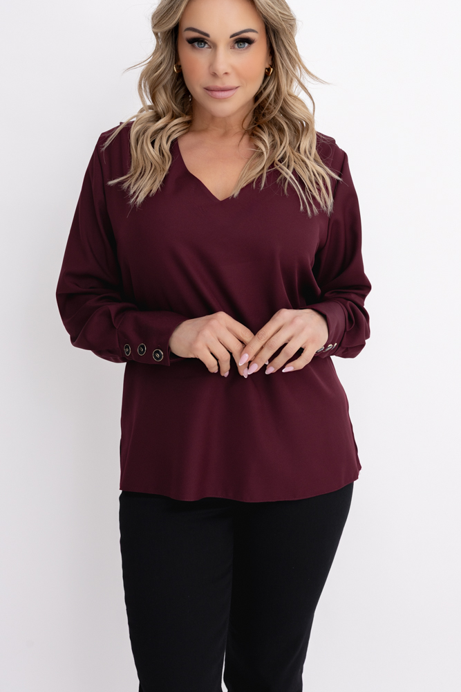Burgundowa Bluzka Elegancka 