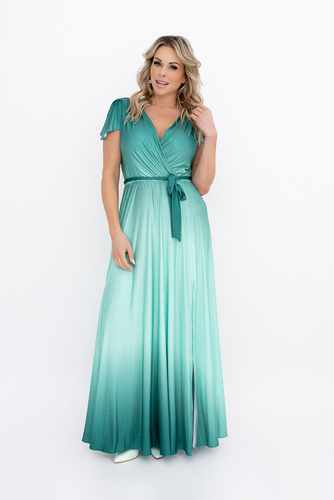 Robe en brocart bleuet