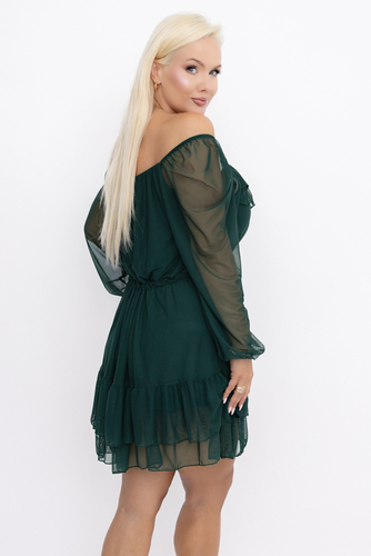 Flaschengrünes Mesh-Kleid