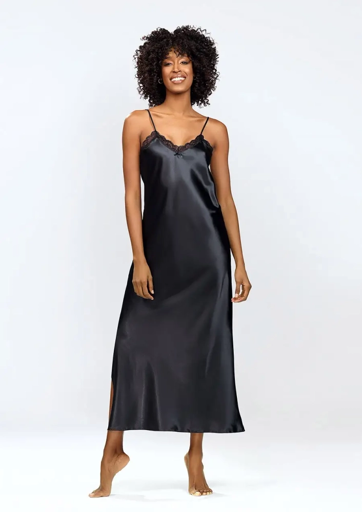 Slip de satén negro