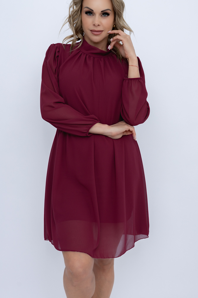 Wiśniowa Sukienka szyfonowa SEGERTO