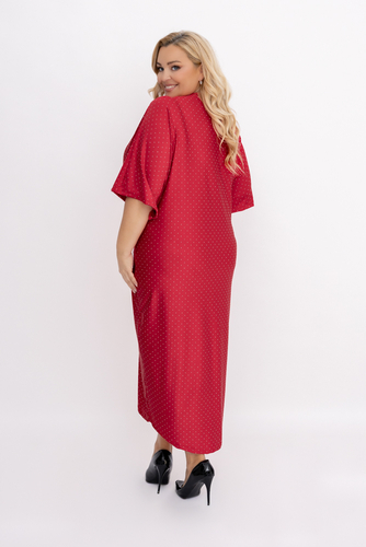 Czerwona Sukienka z dżetami