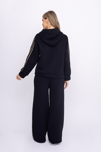 Czarny Komplet dresowy ocieplany
