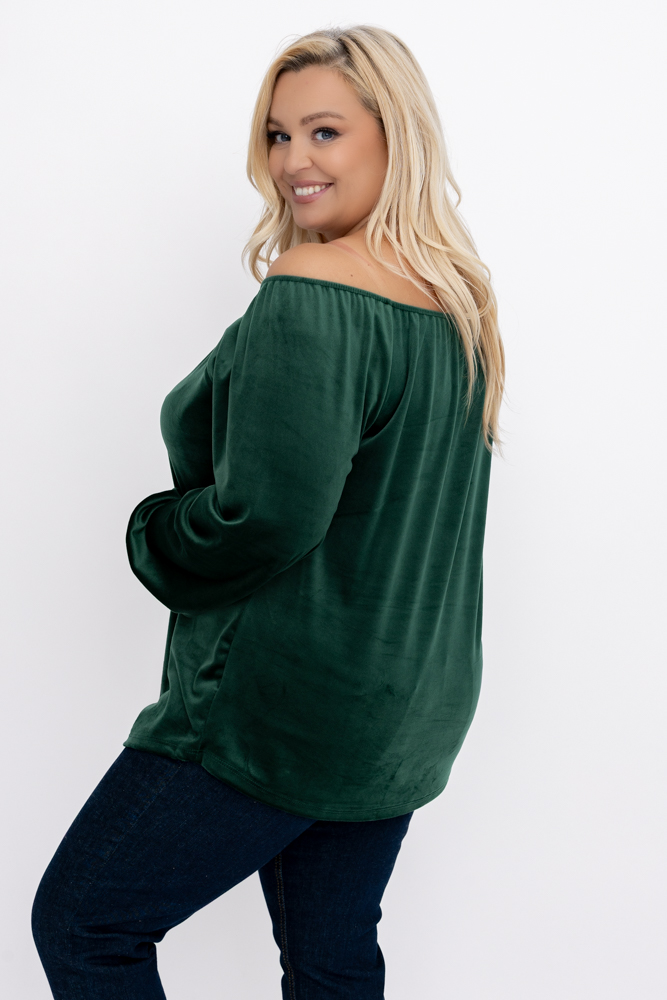 Blusa de terciopelo verde botella