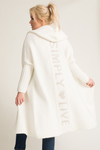 Ecru Hooded Cardigan by LIVINO