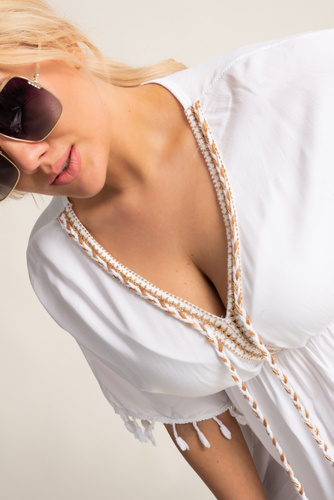 White GARLEN Cut-Off Dress