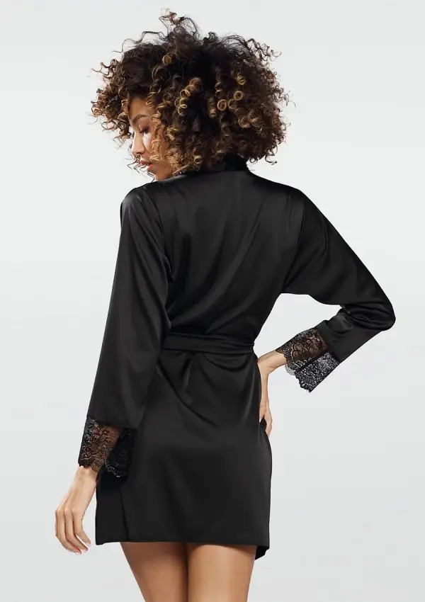 Black Satin Bathrobe