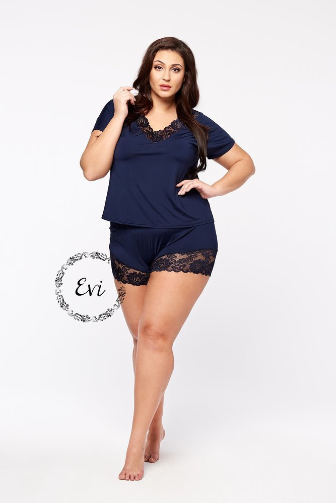  Granatowa Piżama EVITA Krótka Plus Size