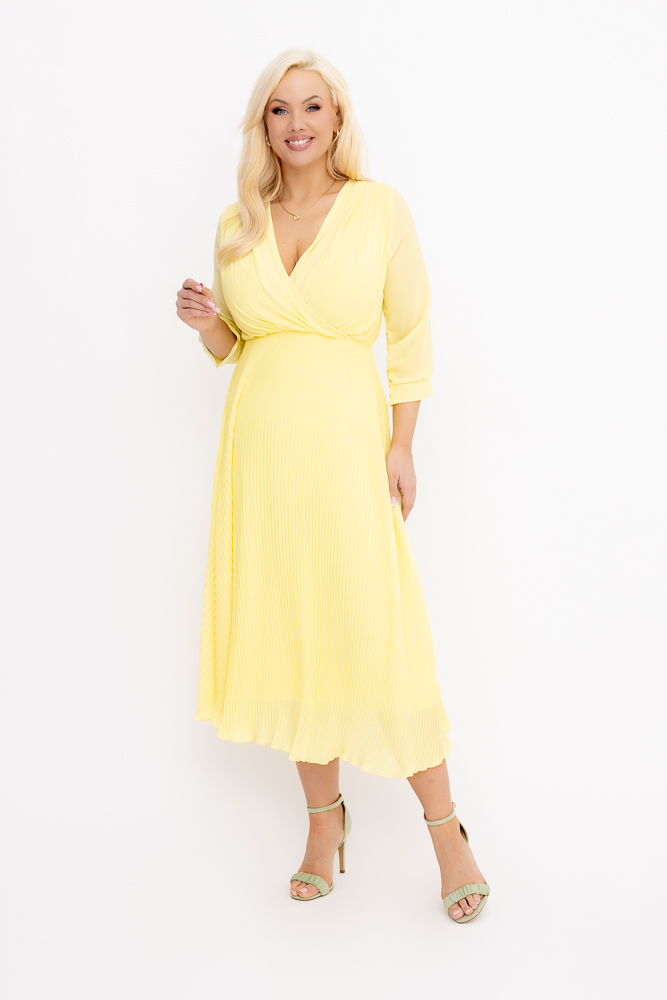 Cytrynowa Sukienka plisowana