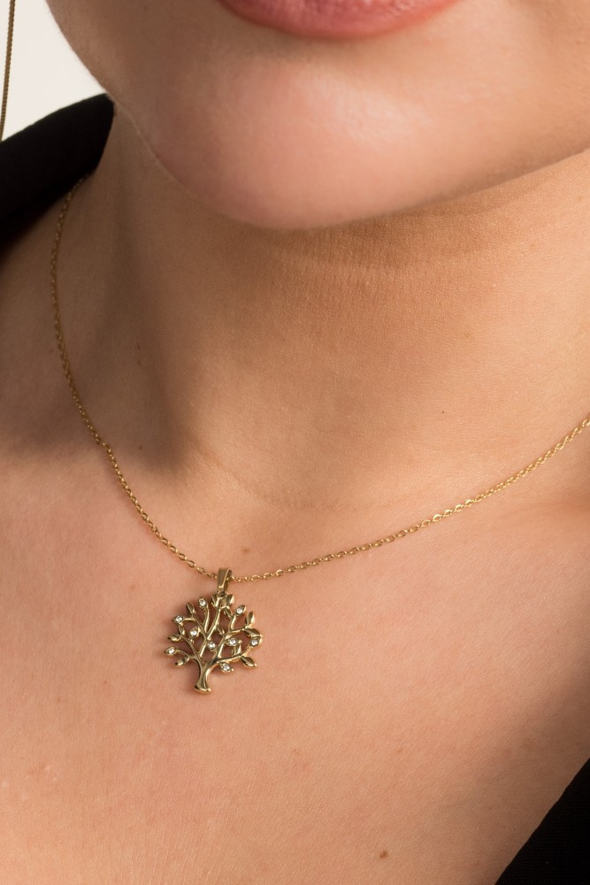 Gold TREE Surgical Steel Necklace
