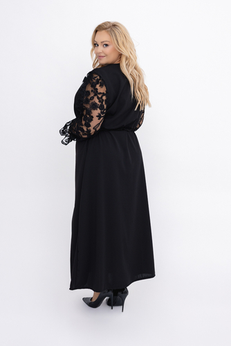 Czarna Sukienka z koronkowymi
