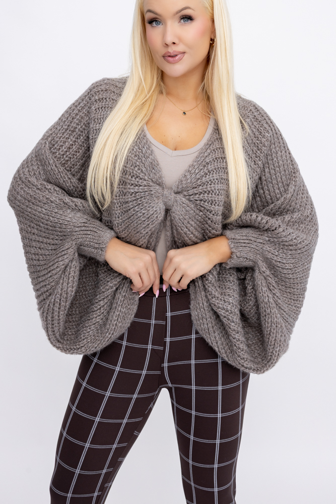 Dunkelbeiger Pullover-Bolero