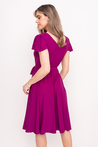 Vestido brocado ciruela