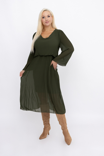 Vestido de gasa caqui