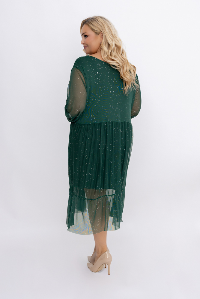Butelkowozielona błyszcząca Sukienka siateczkowa Wzór 1