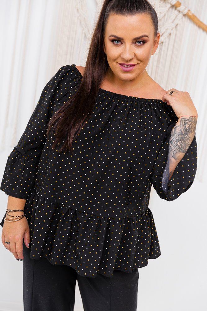 Black Blouse LOREZIA Pattern 1 Plus Size