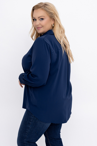 Granatowa Koszula satynowa