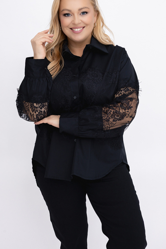 Czarna Koszula z koronką