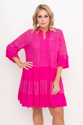 Vestido bordado fucsia