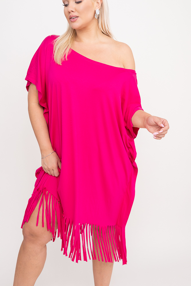 Fuchsiafarbenes Kleid mit Fransen