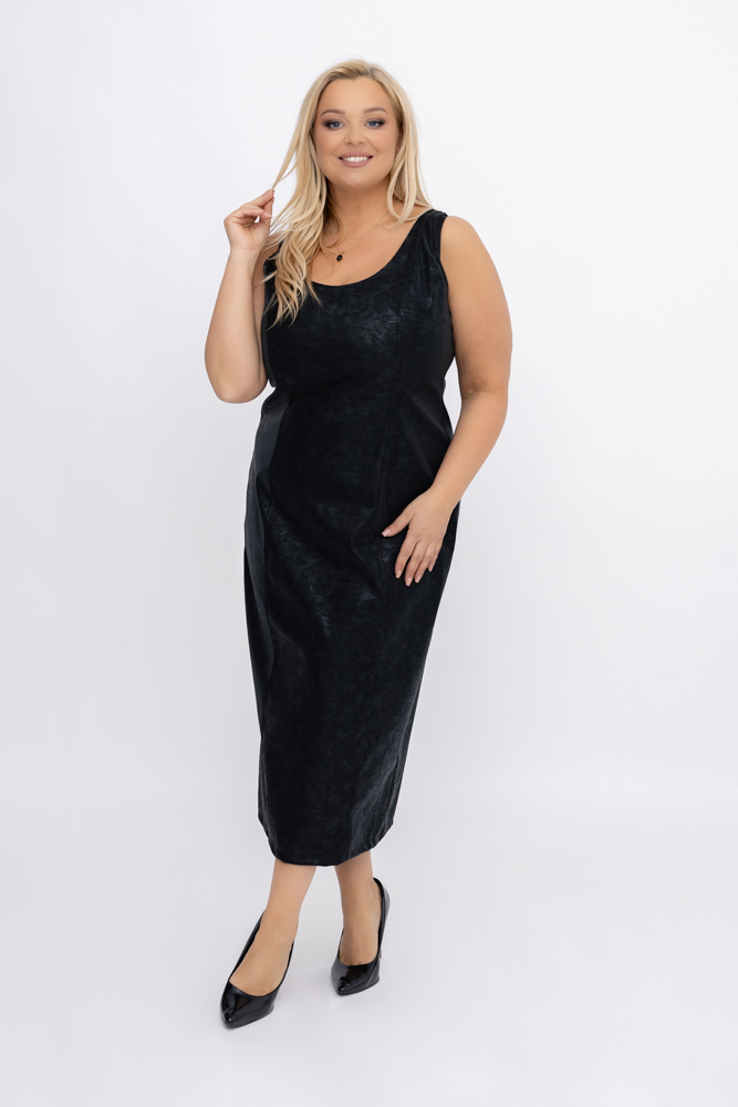  Czarna Sukienka skórzana