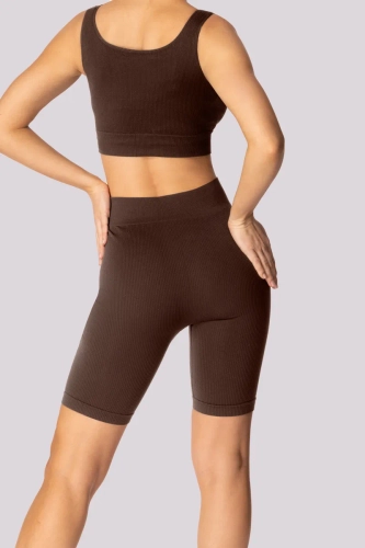 Kaffee gestreifte Biker-Shorts