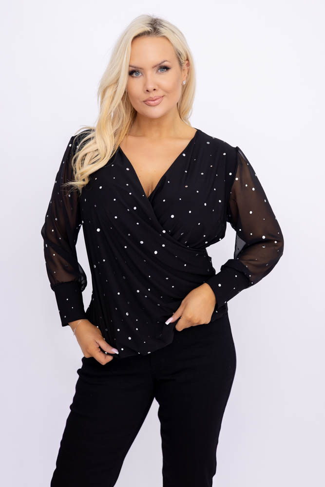 Black Blouse with see-through sleeves Design 3