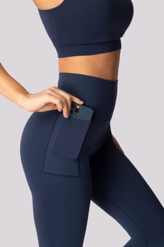 Marineblaue Leggings mit Tasche