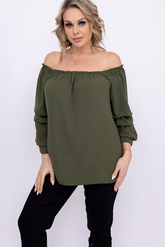 Khaki Bluzka z marszczonymi rękawami LURIGO