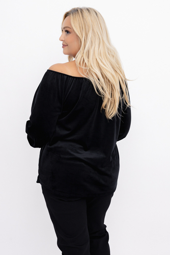 Schwarze Veloursbluse