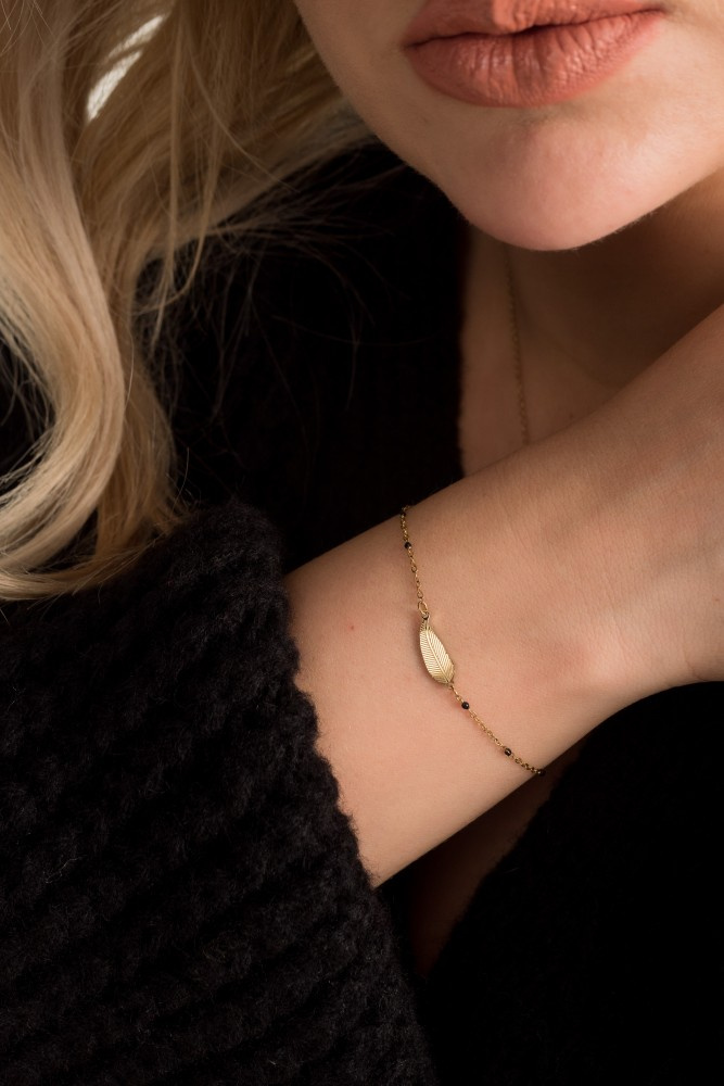  Gold Surgical Steel Bracelet BLACKLEAF