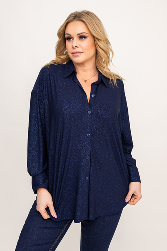Camisa brocada oversize azul marino
